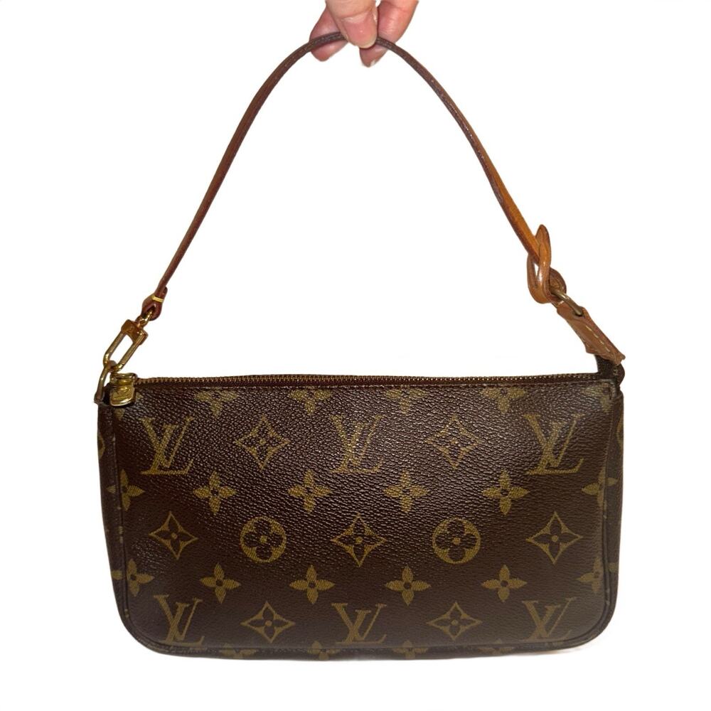 Louis Vuitton Pochette Accessoires Handbag Monogram Brown Vintage Auth M51980